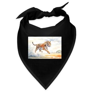 Tiger in Aktion - Bandana - Schwarz - Vorne
