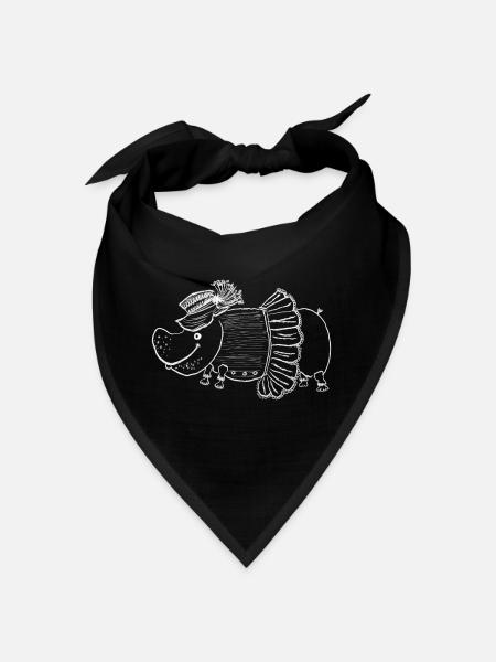 Hippopotamus lady with hat and dress - Bandana - black