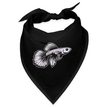 Weißer Guppy Design – Aquarium Fisch - Bandana - Schwarz - Vorne