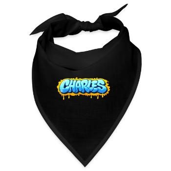 Graffiti CHARLES Name Geschenk Ideal Druckbar s - Bandana - Schwarz - Vorne