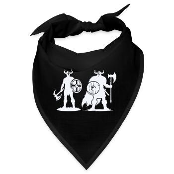 Wikinger-Duo: Schild & Beil im Schatten - Bandana - Schwarz - Vorne