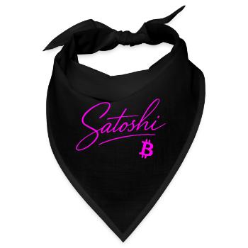 Satoshi Typografie Pink Neon Crypto Style Bitcoin - Bandana - Schwarz - Vorne