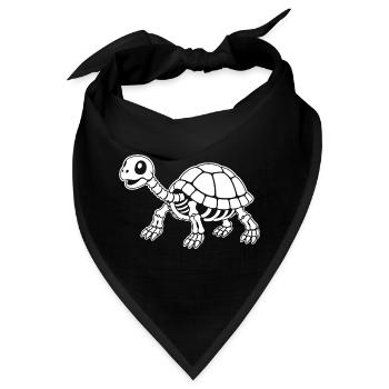 Süßes Skelett Schildkröte Cartoon Weiß Shirt - Bandana - Schwarz - Vorne
