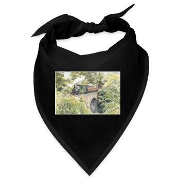 Aquarell-Dampfeisenbahn-Viadukt - Bandana - Schwarz - Vorne