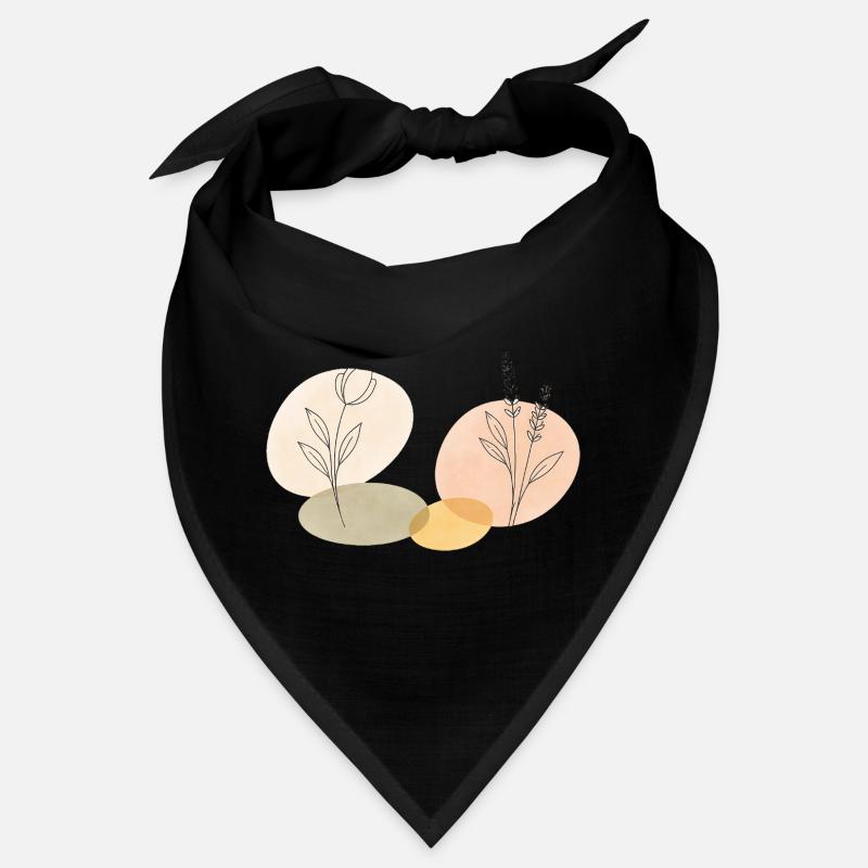 Feminine Boho Flowers Line Art – Minimalist Design Bandana