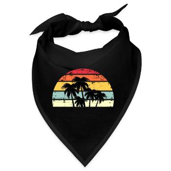 Palmen Retro Sonnenuntergang - Bandana - Schwarz - Vorne