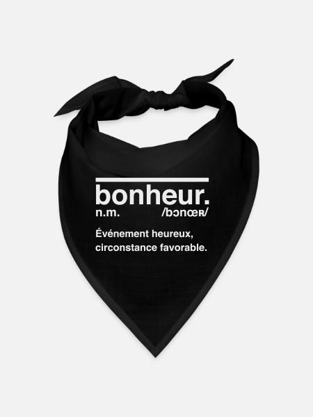 Bonheur Définition Style Dictionnaire - Bandana - noir - Devant