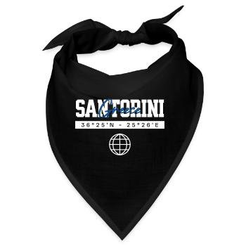 Santorini Griechenland Koordinaten Reise Souvenir - Bandana - Schwarz - Vorne