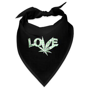 Love Marijuana Cannabis Blatt - Bandana - Schwarz - Vorne