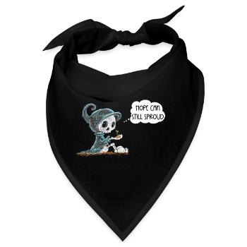 Skelett Hält Pflanze Hoffnung Entstehung Spruch - Bandana - Schwarz - Vorne