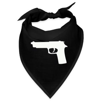 Pistolen-Silhouette in Kontrast - Bandana - Schwarz - Vorne