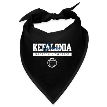 Kefalonia Griechenland Koordinaten Reise Souvenir - Bandana - Schwarz - Vorne