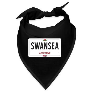 Ortsschild von Swansea - Bandana - Schwarz - Vorne