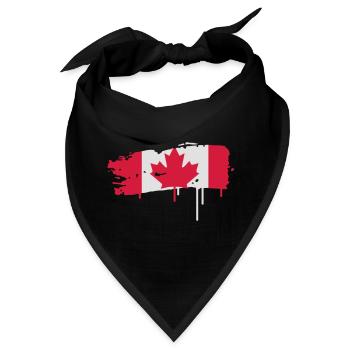 Pinselstrich in Rot-Weiß mit Ahornblatt - Bandana - Schwarz - Vorne