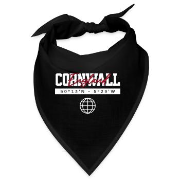 Cornwall England Koordinaten Reise Souvenir - Bandana - Schwarz - Vorne