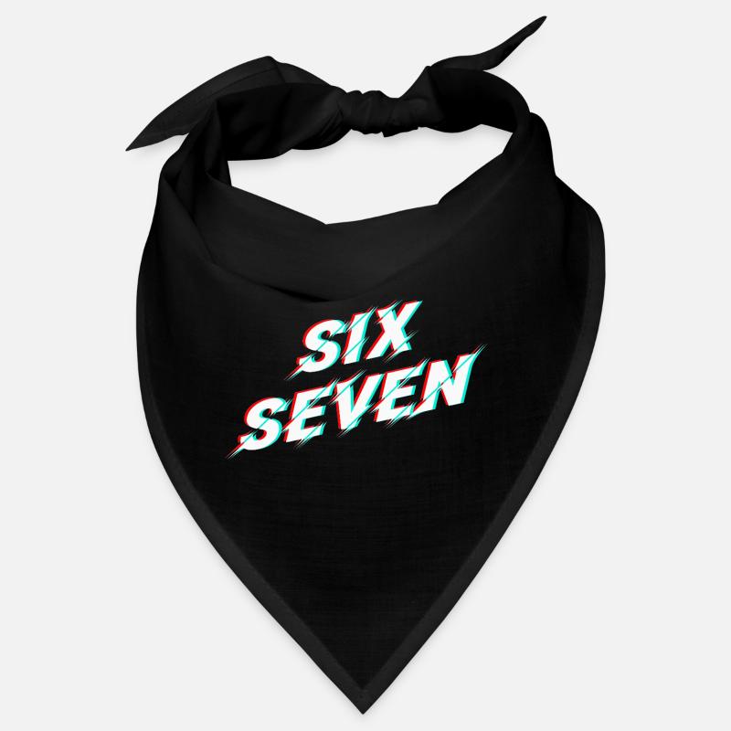 Six Seven 67 Meme Glitch Typografi Bandana