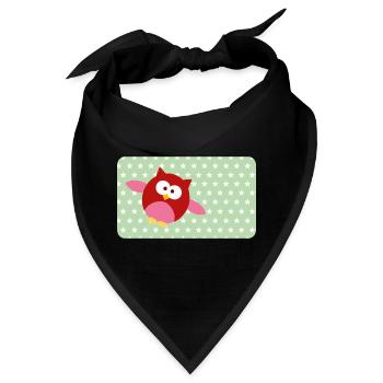 Lustige Eule mit Sternchen grün | personalisierbar - Bandana - Schwarz - Vorne