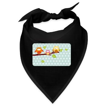 Kleine Eulen mit Sternchen mint | personalisierbar - Bandana - Schwarz - Vorne