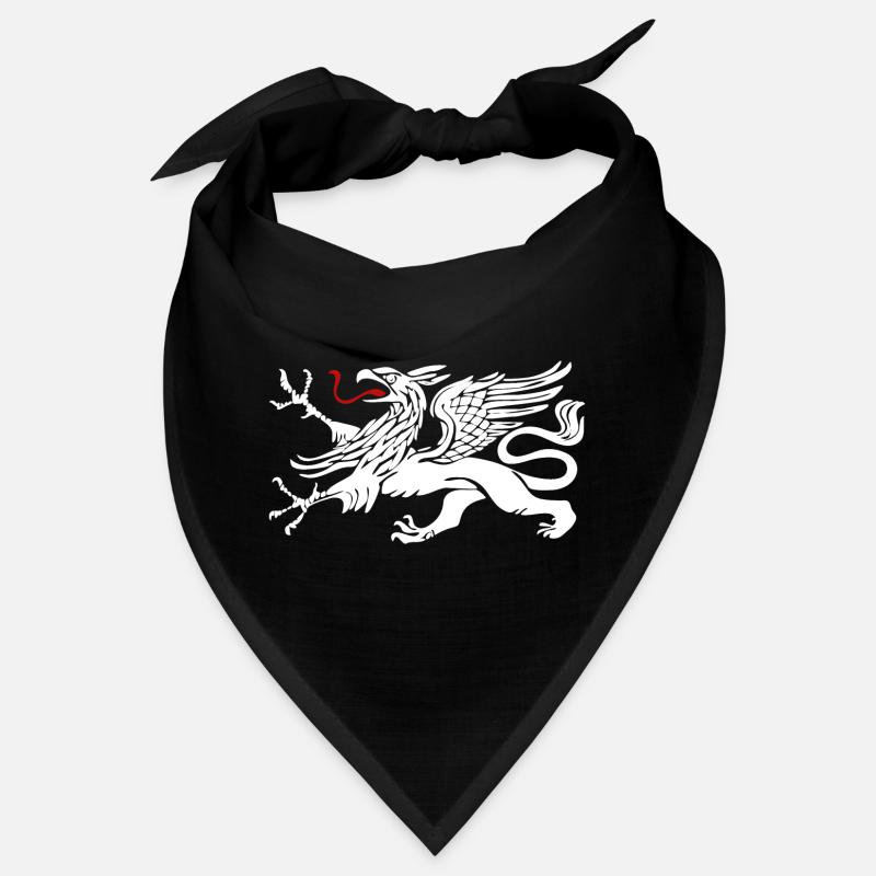 Rostocker Greif in Weiss mit roter Zunge - Bandana - Schwarz