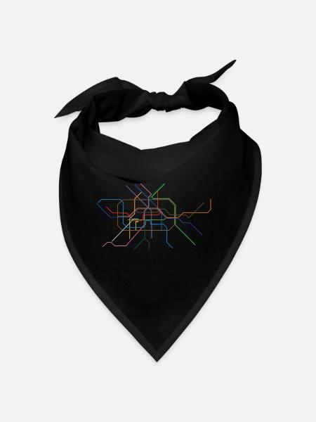Abstract Minutine Section Line Art - Bandana - black - Front