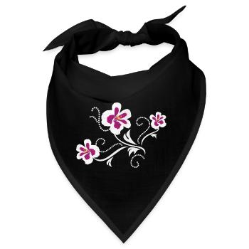 Stilisierte Pelargoniumblüten - Bandana - Schwarz - Vorne