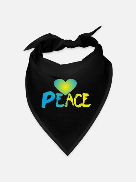 Peace Heart Peace Peace Sign - Bandana - black - Front