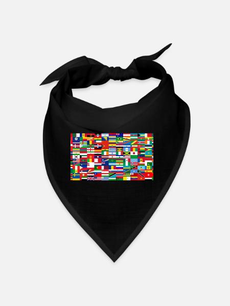 Farbenfrohe Collage-Weltflaggen - Bandana - Schwarz - Vorne