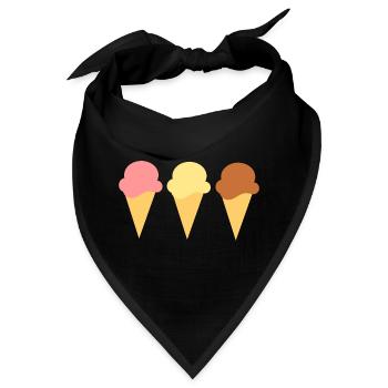 Eis Eiscreme Erdbeereis Vanilleeis Schokoeis - Bandana - Schwarz - Vorne