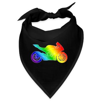 Supersport Motorrad in Regenbogenfarben - Bandana - Schwarz - Vorne