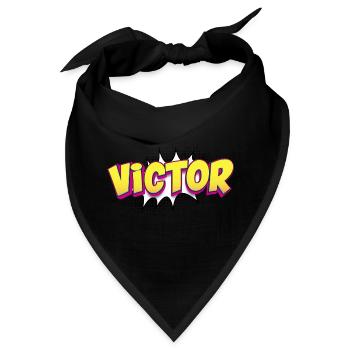 Victor Custom Name Comic Book Style Pop Art, - Bandana - Schwarz - Vorne