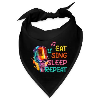 Musik Singen "Eat Sing Sleep Repeat" Gesang Mikro - Bandana - Schwarz - Vorne