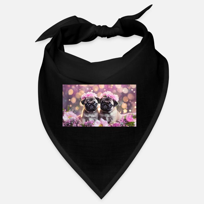 Mignons bébés chiens avec des couronnes de fleurs Bandana