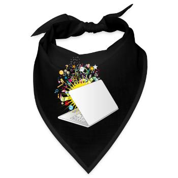 Ein halb geöffneter Laptop mit vielen Symbolen - Bandana - Schwarz - Vorne