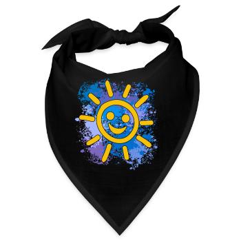Lachende Sonne auf bunten Farbklecksen - Bandana - Schwarz - Vorne