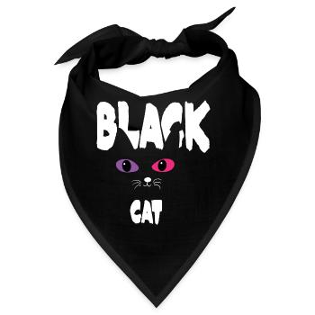 Schwarz Weiße Katze - Bandana - Schwarz - Vorne
