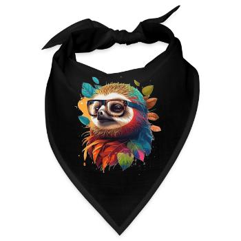 Buntes Faultier, schlau und gebildet mit Brille - Bandana - Schwarz - Vorne
