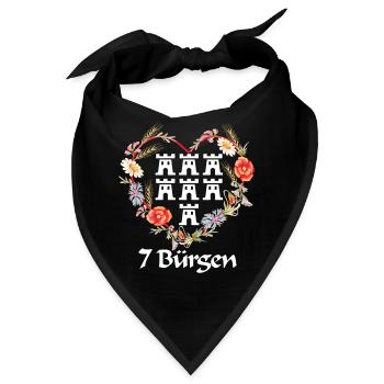 Siebenbuerger Design mit Wappen und Blumenmotiv - Bandana - Schwarz - Vorne
