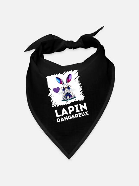lapin dangereux drôle tshirt happy easter day - Bandana - noir