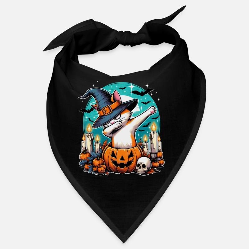 Dabbing Cat dans le design d’Halloween à la citrouille Bandana