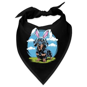Lustiger Dackel mit Hasenohren - Bandana - Schwarz - Vorne