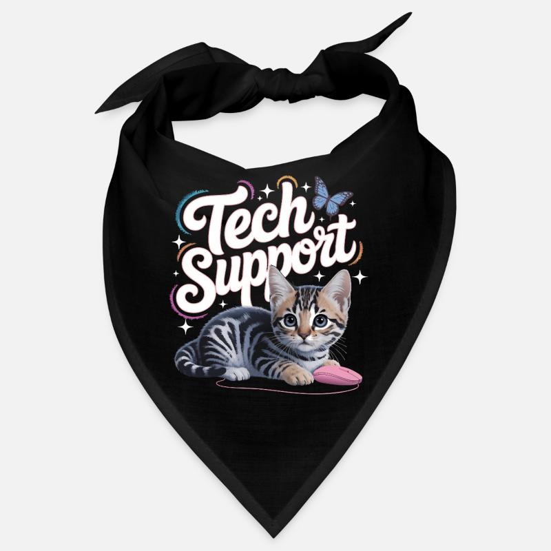 Funny Tech Support Cute Cat Ironic IT - Bandana - Schwarz