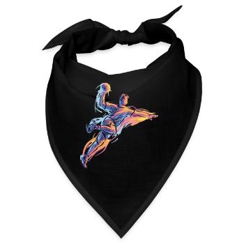 Dynamischer Handball Sprungwurf in Neon Flammen - Bandana - Schwarz - Vorne