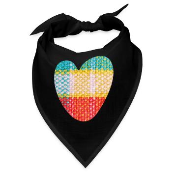 Herz Stoff Textil Love Liebe Muster Valentinstag - Bandana - Schwarz - Vorne
