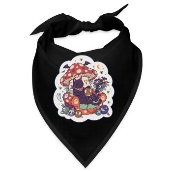 Katze Halloween Pilz Horror süß - Bandana - Schwarz - Vorne