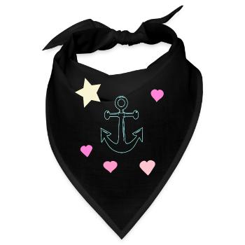 Pastellanker Doodle mit Herzen und Stern - Bandana - Schwarz - Vorne
