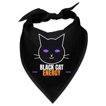 Black Cat Energy Funny Halloween Cat - Bandana - Schwarz - Vorne