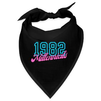 1982 Millennial Retro Numerisches Design - Bandana - Schwarz - Vorne