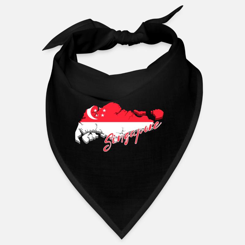 Carte de Singapour, drapeau de Singapour Bandana