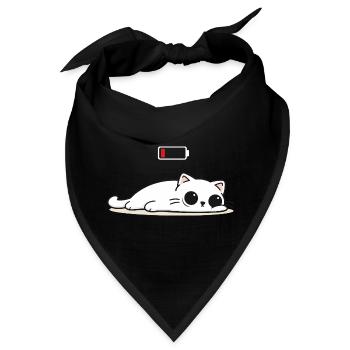 Battery Low – Cute Cat im Social Battery Modus - Bandana - Schwarz - Vorne