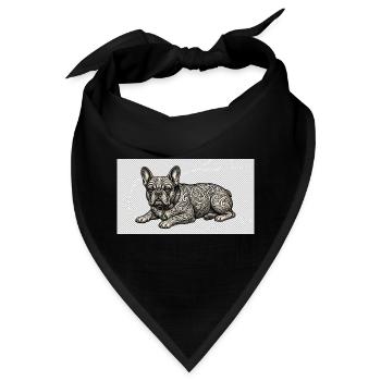 Ornate Bulldog Tattoo Muster - Bandana - Schwarz - Vorne